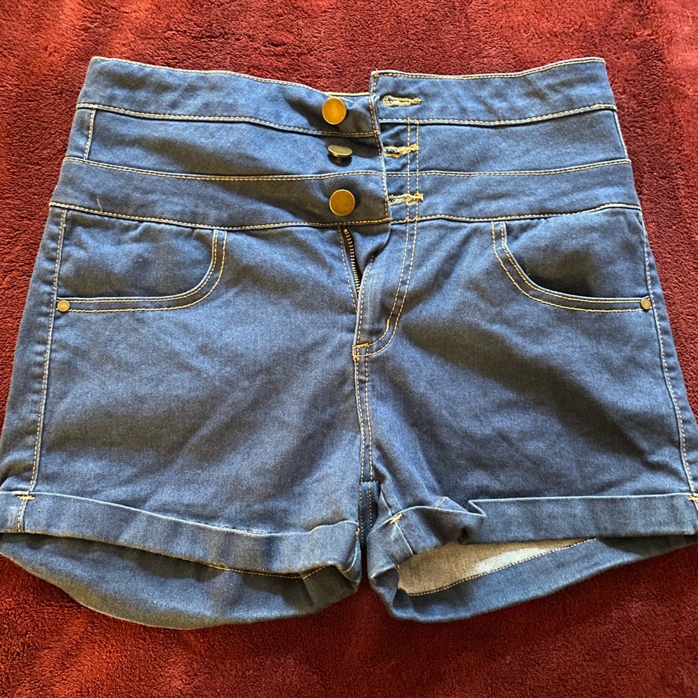 Medium denim shorts- high waisted